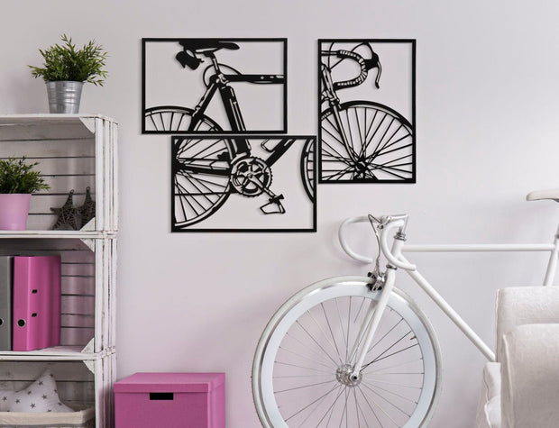 Set 3 decoratiuni din metal, Bike Multicolor, l40xA1,3xH60 cm (4)