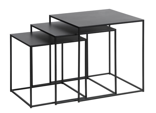 Unique Furniture A/S Set 3 mese de cafea din metal, Pebble Negru, L50xl50xH50 / L45xl45xH45 / L40xl40xH40 cm