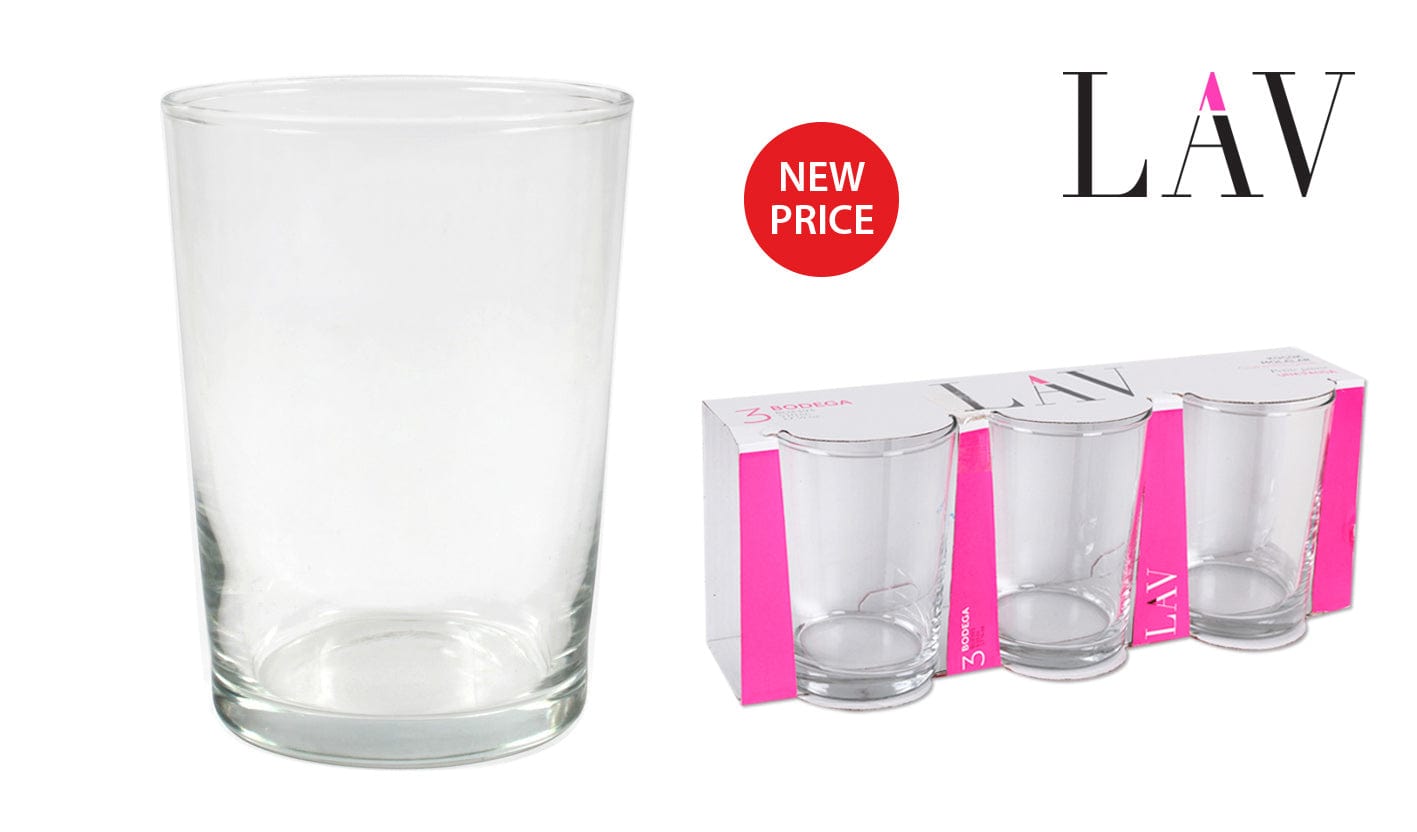 Set 3 pahare din sticla, Bodega Transparent, 520 ml