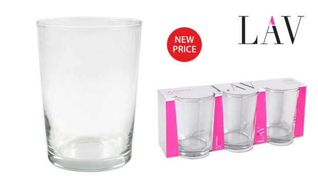 Set 3 pahare din sticla, Bodega Transparent, 520 ml