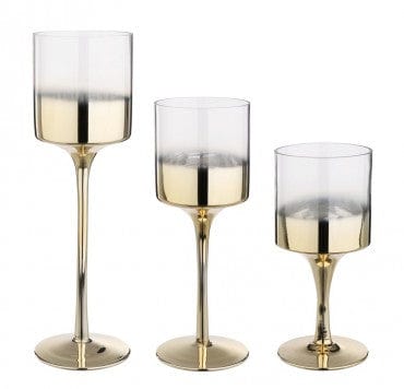 Set 3 suporturi pentru lumanari din sticla, Amanda Bej, Ø9xH30 / Ø9xH25 / Ø9xH20 cm (2)