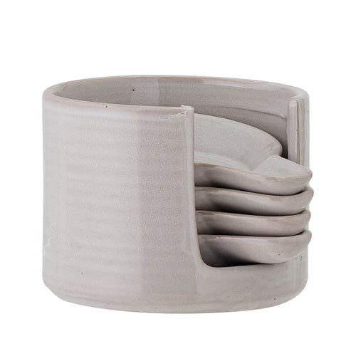 Set 4 boluri cu suport, din ceramica, Iris Gri, 75 ml