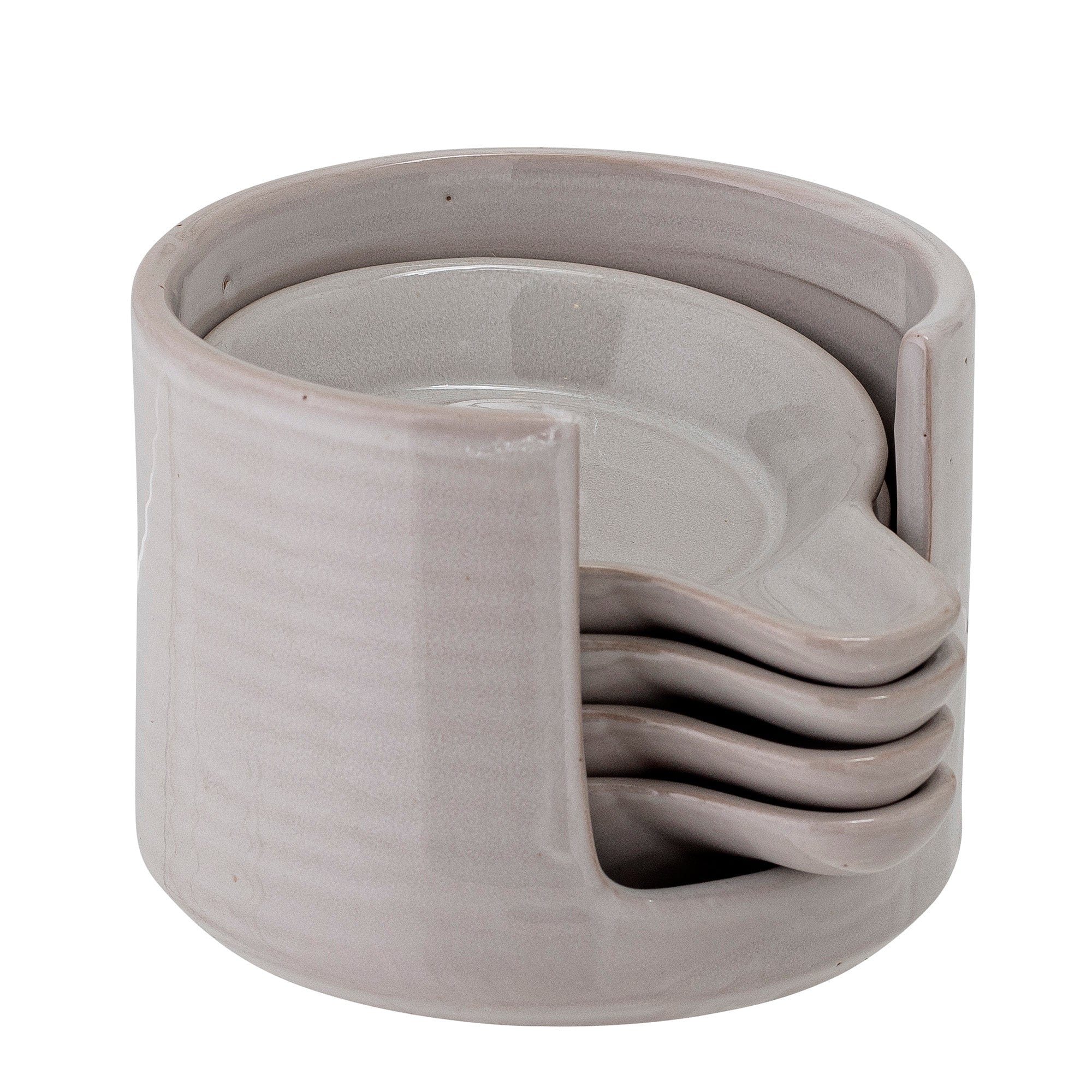 Set 4 boluri cu suport, din ceramica, Iris Gri, 75 ml (1)