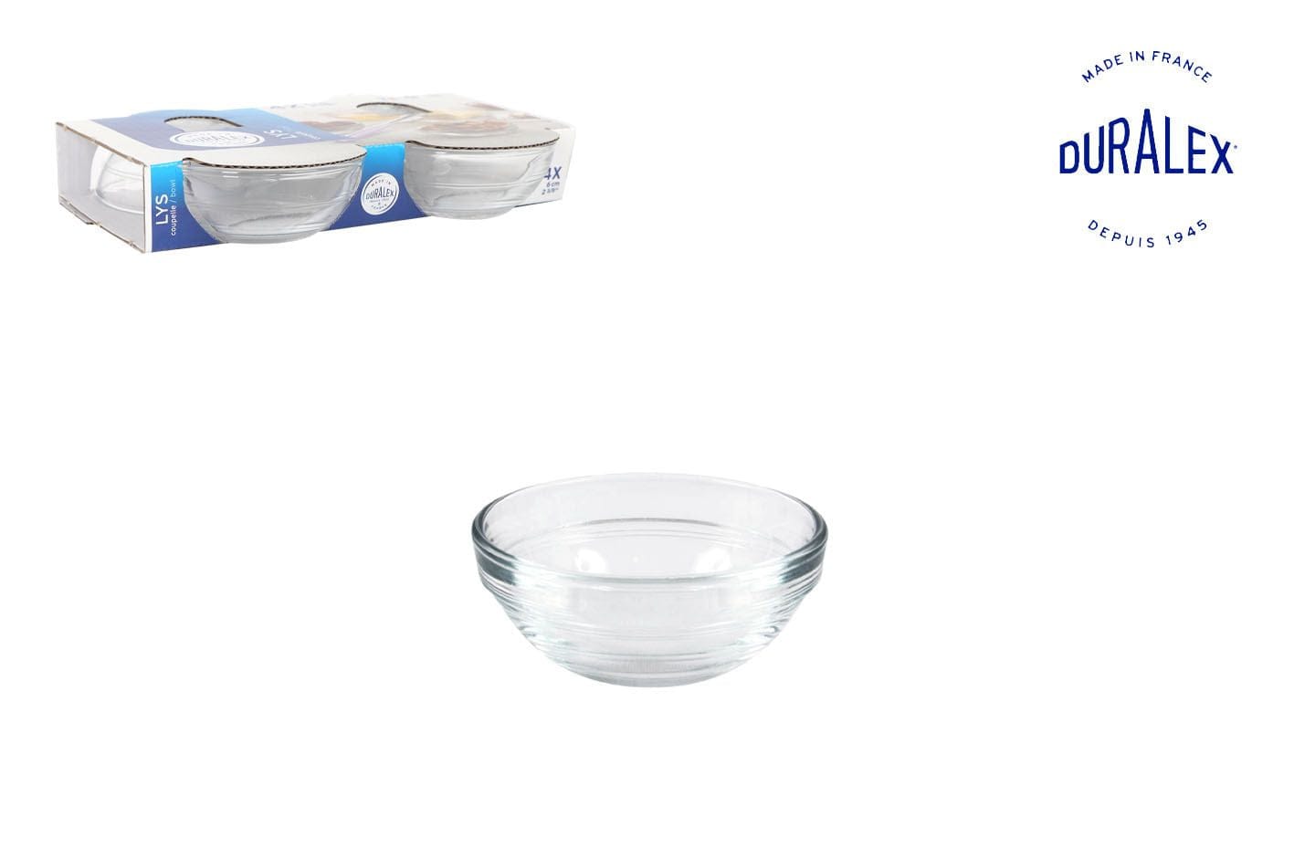 Set 4 boluri din sticla, Lys Transparent, Ø6xH2.5 cm