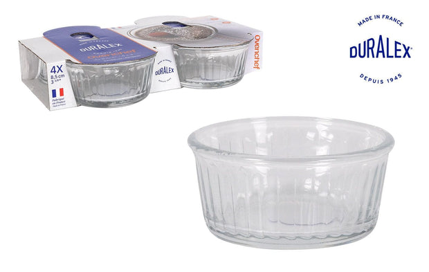 Set 4 boluri din sticla, Ovenchef Transparent, 130 ml