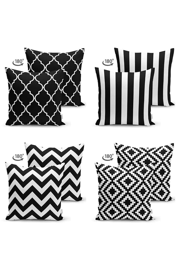 Set 4 fete perna decorative din poliester si bumbac, Suet RKYK445 Multicolor, 43 x 43 cm (1)