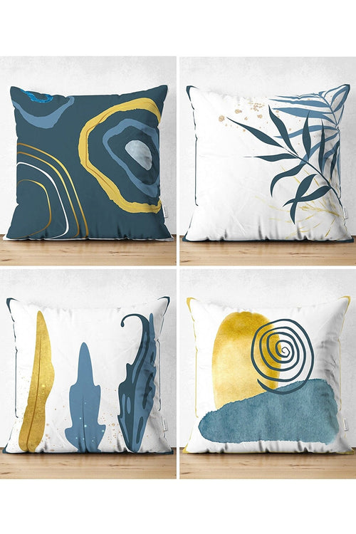 Set 4 fete perna decorative din poliester si bumbac, Suet RKYK450 Multicolor, 43 x 43 cm