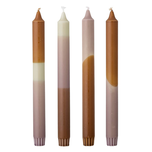 Set 4 lumanari Dip Dye, Violet, din parafina, timp de ardere 9H, Conice Ø2,2xH25 cm