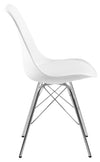 Set 4 scaune din plastic, sezut tapitat cu piele ecologica si picioare metalice Eris Alb / Crom, l48,5xA54xH85,5 cm (5)