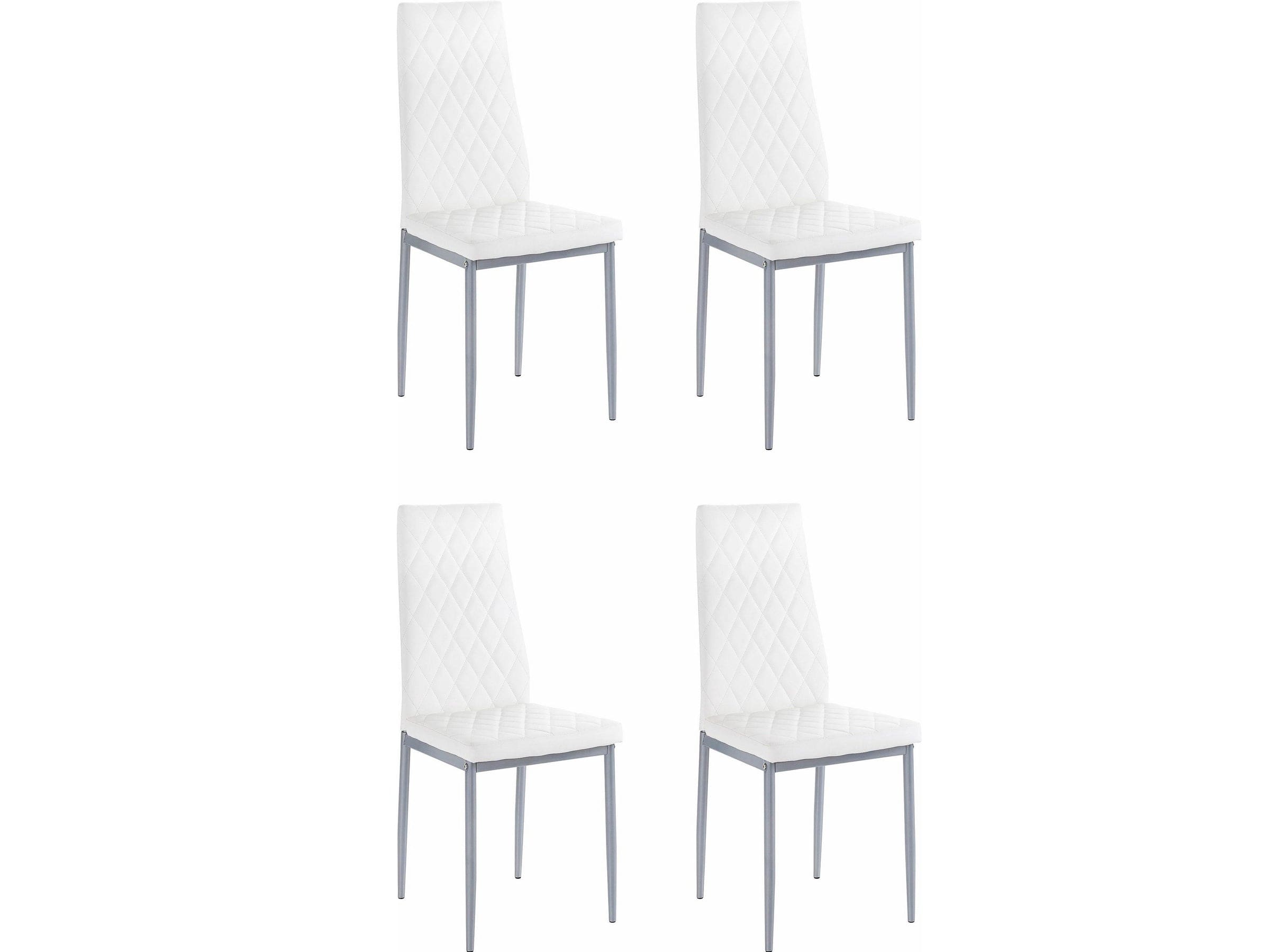 Dorel Home Set 4 scaune tapitate cu piele ecologica si picioare metalice, Brooke Alb / Gri, l42xA53xH98 cm