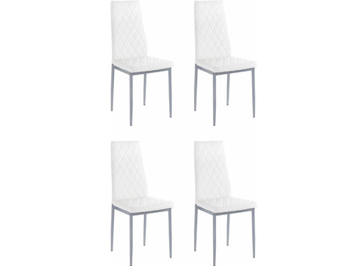 Dorel Home Set 4 scaune tapitate cu piele ecologica si picioare metalice, Brooke Alb / Gri, l42xA53xH98 cm