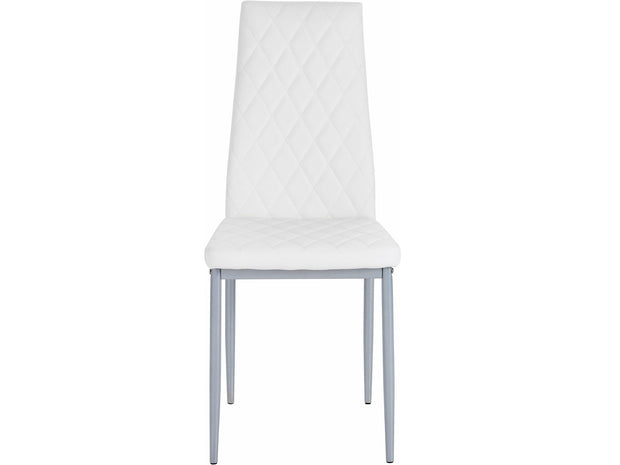 Dorel Home Set 4 scaune tapitate cu piele ecologica si picioare metalice, Brooke Alb / Gri, l42xA53xH98 cm