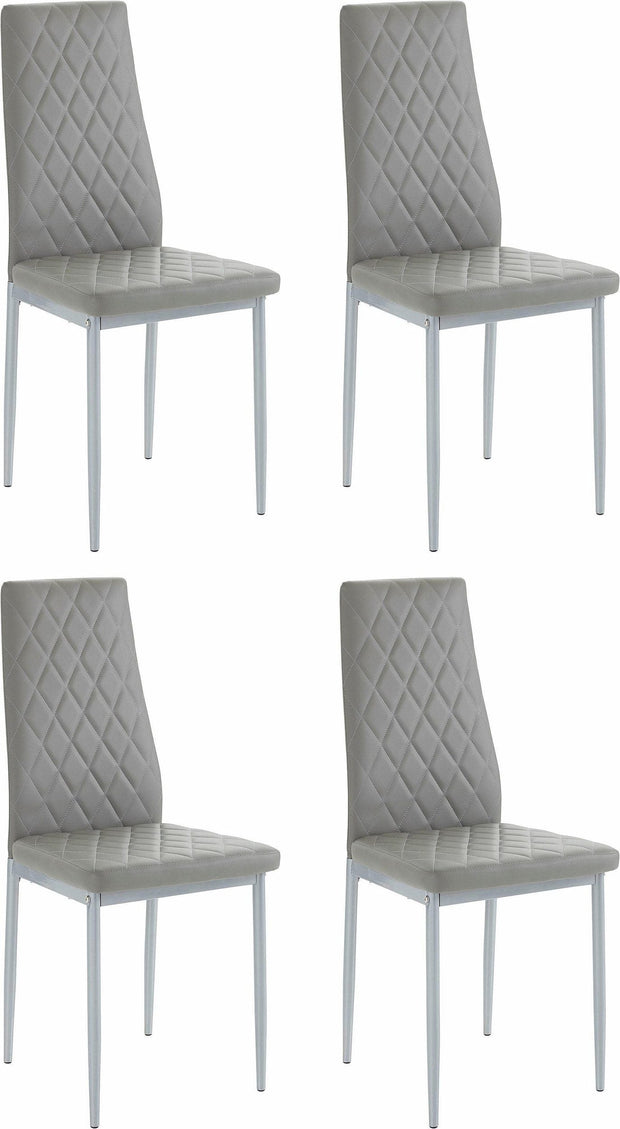 Dorel Home Set 4 scaune tapitate cu piele ecologica si picioare metalice, Brooke Gri, l42xA53xH98 cm