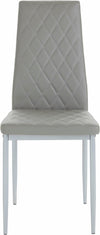 Dorel Home Set 4 scaune tapitate cu piele ecologica si picioare metalice, Brooke Gri, l42xA53xH98 cm