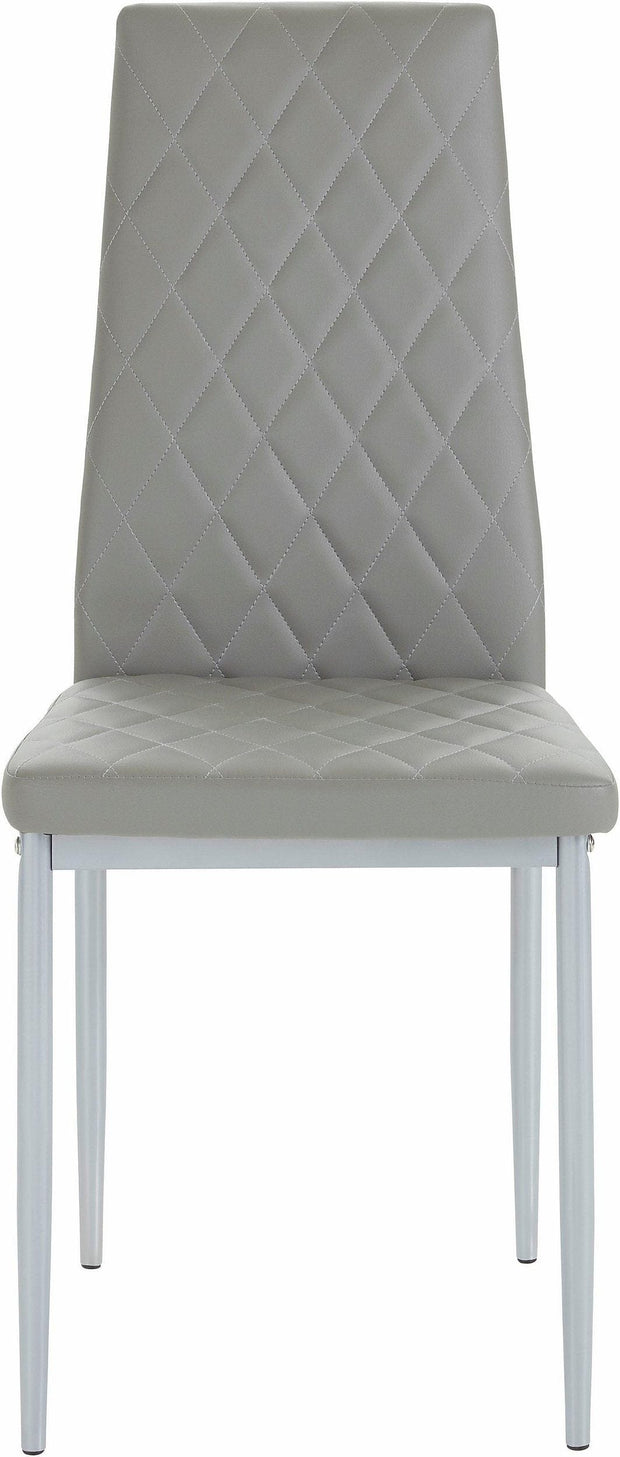 Dorel Home Set 4 scaune tapitate cu piele ecologica si picioare metalice, Brooke Gri, l42xA53xH98 cm