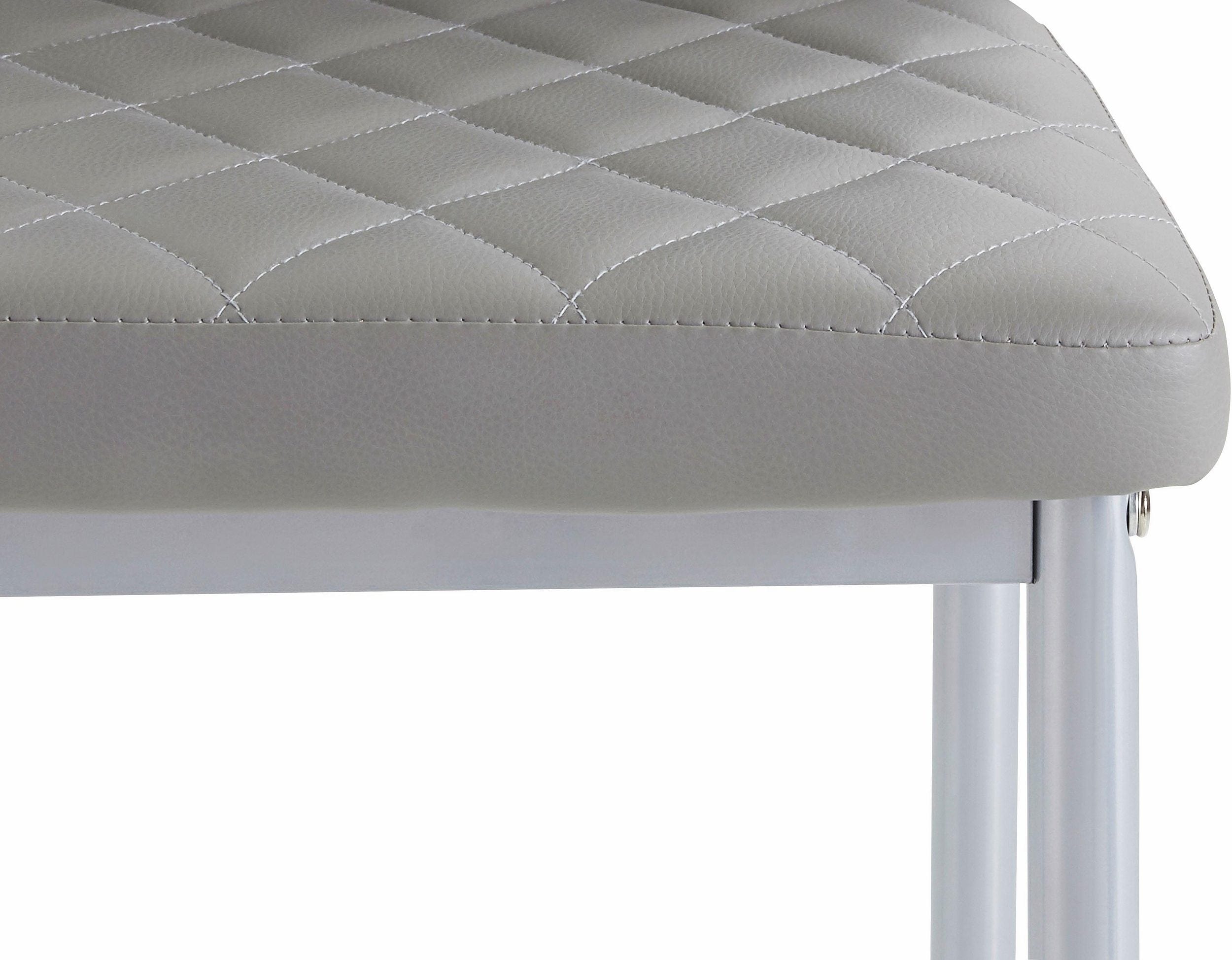 Dorel Home Set 4 scaune tapitate cu piele ecologica si picioare metalice, Brooke Gri, l42xA53xH98 cm