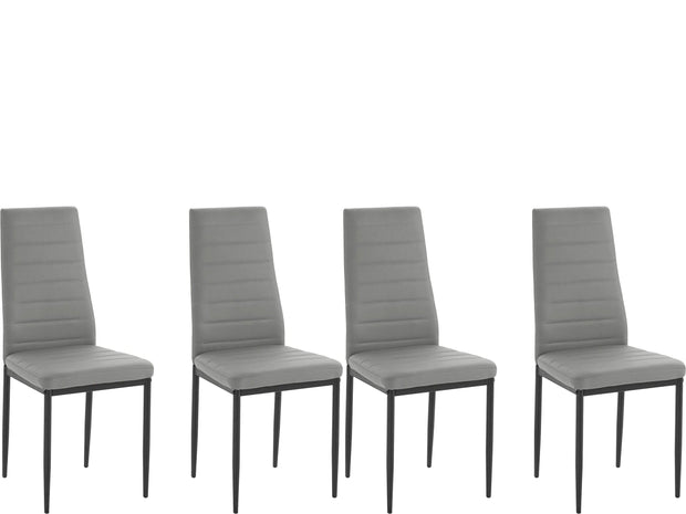 Dorel Home Set 4 scaune tapitate cu piele ecologica si picioare metalice, Sandy Gri / Negru, l42xA53xH98 cm