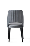 Asir Set 4 scaune tapitate cu stofa si picioare din plastic, Acelya 3 Velvet Gri / Negru, l50xA50xH90 cm