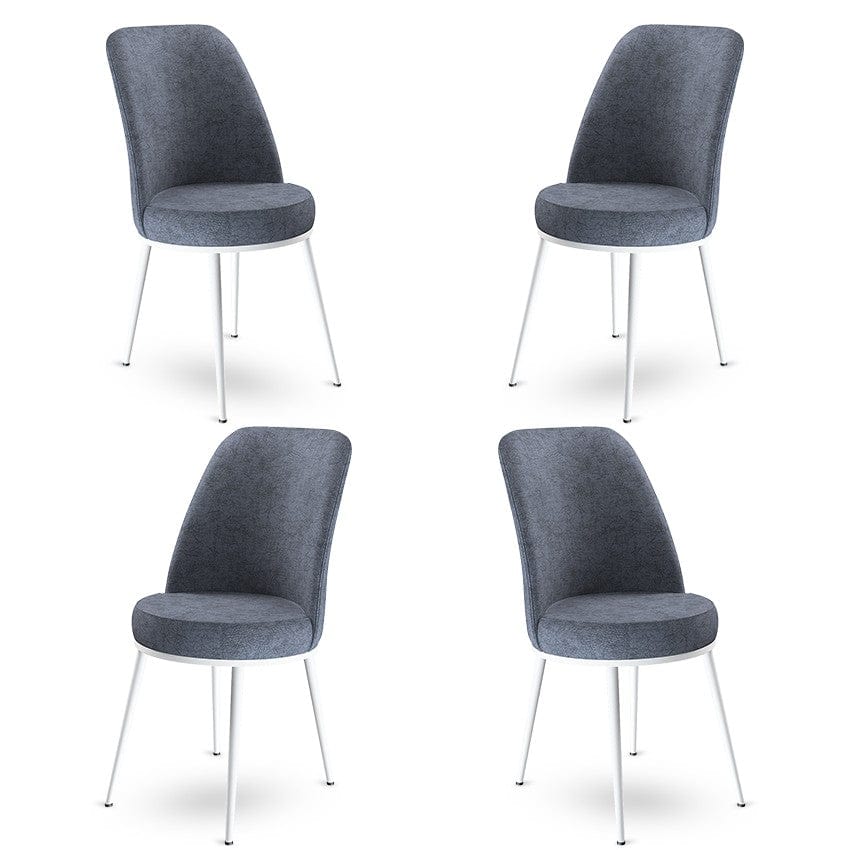 Set 4 scaune tapitate cu stofa si picioare metalice, Dexa Antracit / Alb, l45xA42xH89 cm