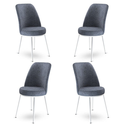 Set 4 scaune tapitate cu stofa si picioare metalice, Dexa Antracit / Alb, l45xA42xH89 cm