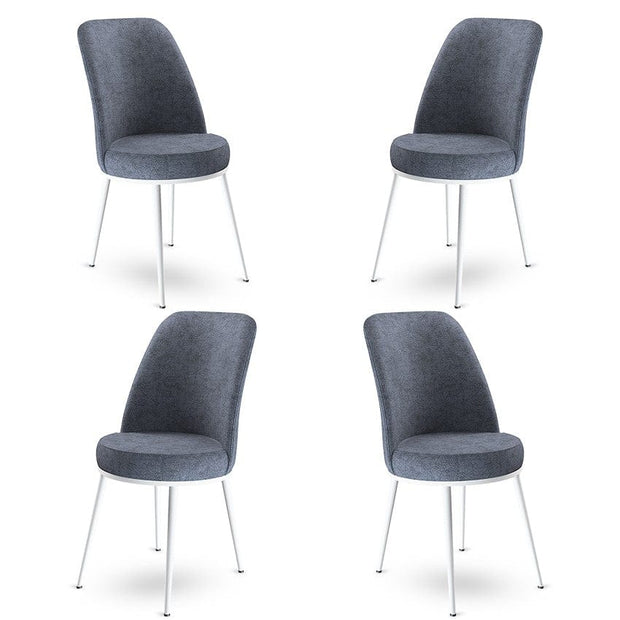 Set 4 scaune tapitate cu stofa si picioare metalice, Dexa Antracit / Alb, l45xA42xH89 cm