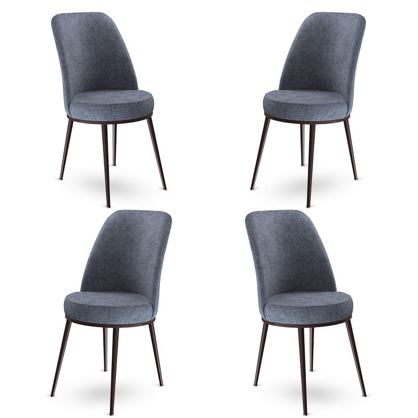 Set 4 scaune tapitate cu stofa si picioare metalice, Dexa Antracit / Maro, l45xA42xH89 cm