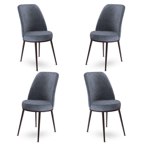 Set 4 scaune tapitate cu stofa si picioare metalice, Dexa Antracit / Maro, l45xA42xH89 cm