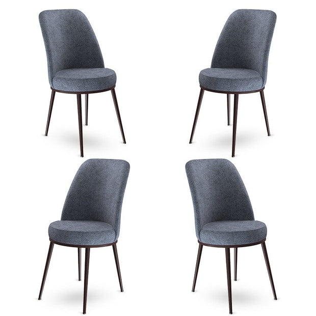 Set 4 scaune tapitate cu stofa si picioare metalice, Dexa Antracit / Maro, l45xA42xH89 cm