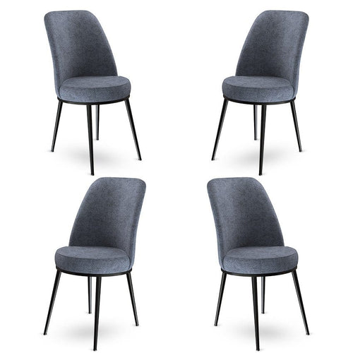 Set 4 scaune tapitate cu stofa si picioare metalice, Dexa Antracit / Negru, l45xA42xH89 cm