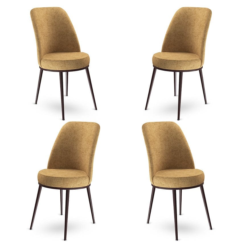 Set 4 scaune tapitate cu stofa si picioare metalice, Dexa Cappuccino / Maro, l45xA42xH89 cm