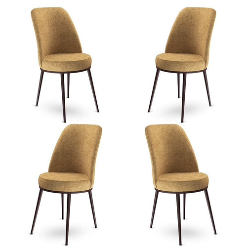 Set 4 scaune tapitate cu stofa si picioare metalice, Dexa Cappuccino / Maro, l45xA42xH89 cm