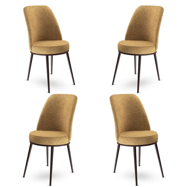 Set 4 scaune tapitate cu stofa si picioare metalice, Dexa Cappuccino / Maro, l45xA42xH89 cm