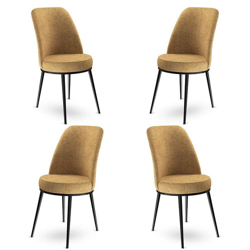 Set 4 scaune tapitate cu stofa si picioare metalice, Dexa Cappuccino / Negru, l45xA42xH89 cm