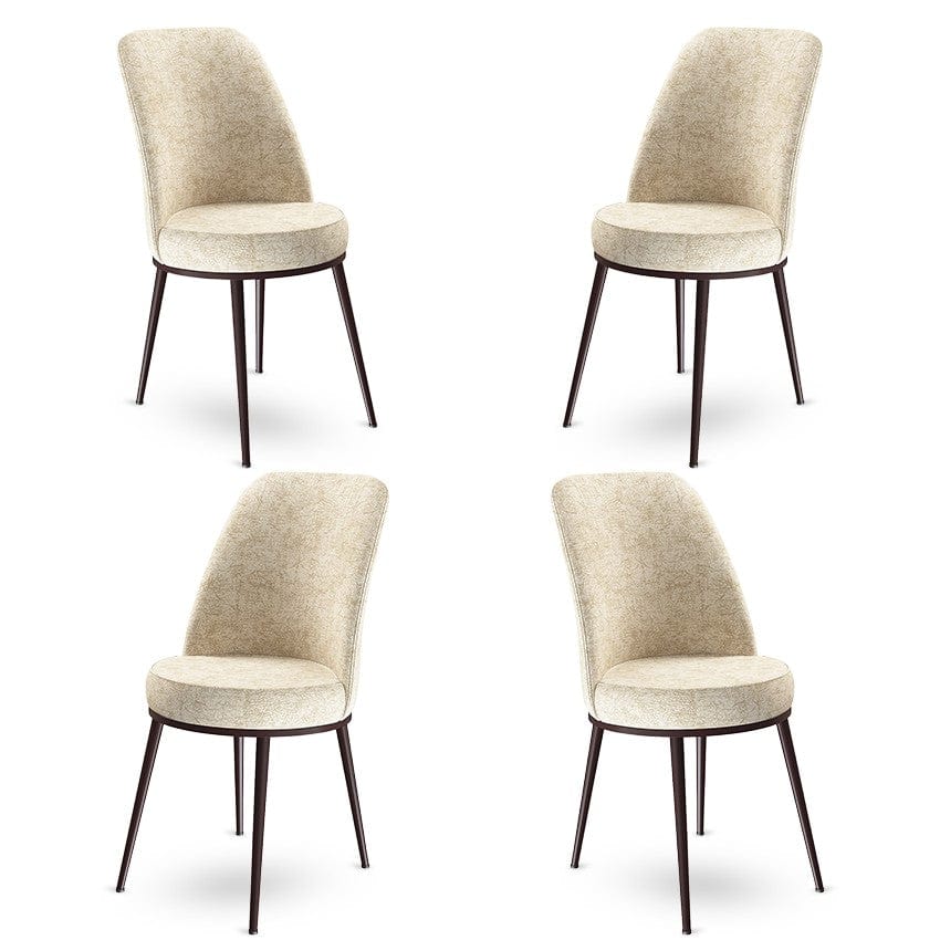 Asir Set 4 scaune tapitate cu stofa si picioare metalice, Dexa Crem / Maro, l45xA42xH89 cm