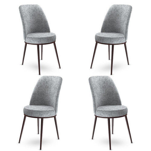 Asir Set 4 scaune tapitate cu stofa si picioare metalice, Dexa Gri / Maro, l45xA42xH89 cm