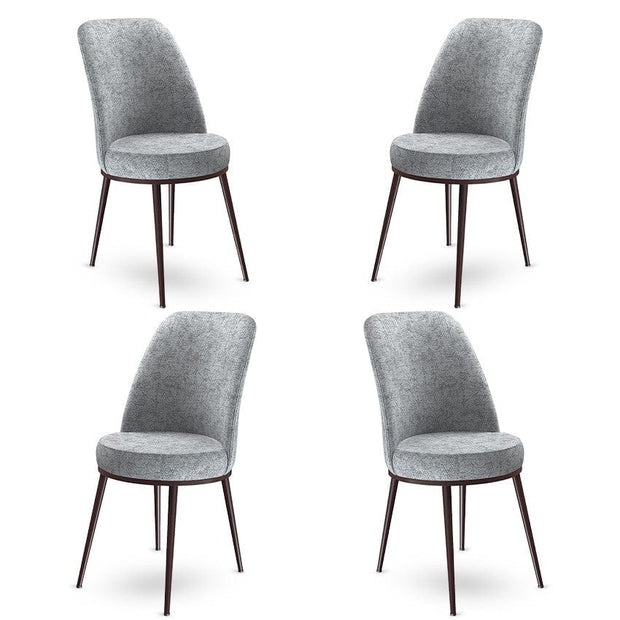 Asir Set 4 scaune tapitate cu stofa si picioare metalice, Dexa Gri / Maro, l45xA42xH89 cm