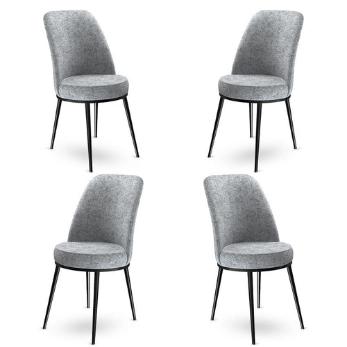 Asir Set 4 scaune tapitate cu stofa si picioare metalice, Dexa Gri / Negru, l45xA42xH89 cm