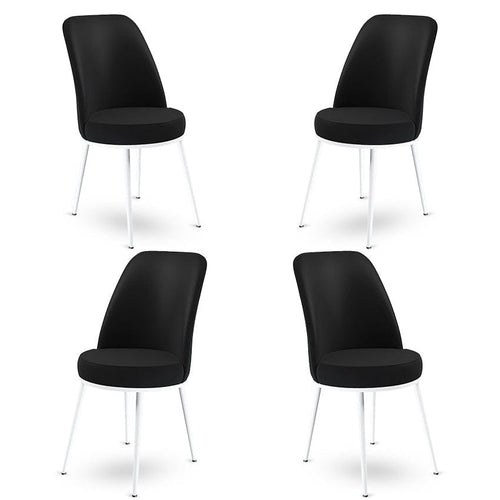 Set 4 scaune tapitate cu stofa si picioare metalice, Dexa Negru / Alb, l45xA42xH89 cm