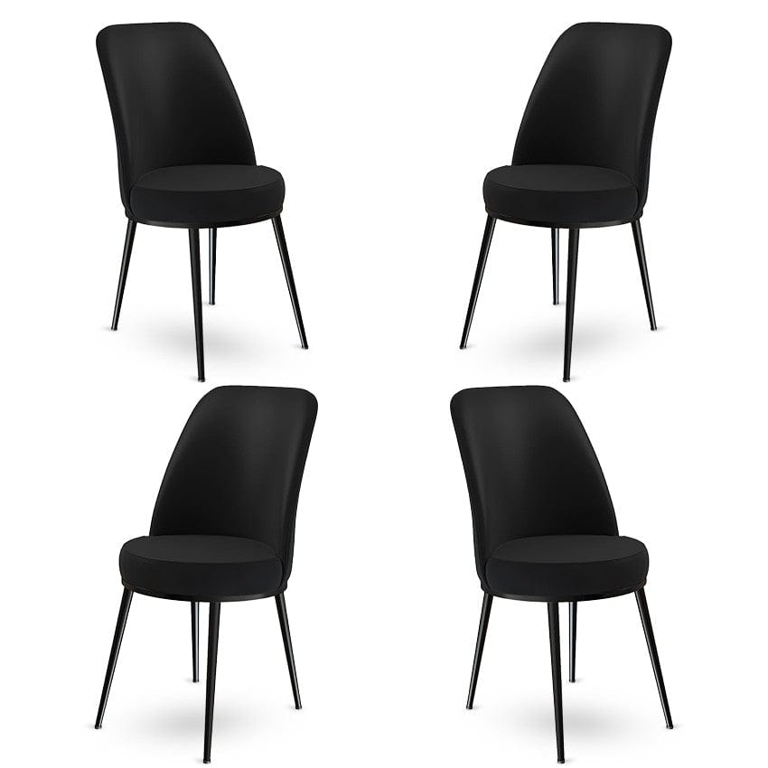 Set 4 scaune tapitate cu stofa si picioare metalice, Dexa Negru, l45xA42xH89 cm