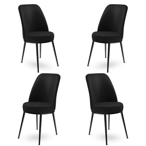 Set 4 scaune tapitate cu stofa si picioare metalice, Dexa Negru, l45xA42xH89 cm