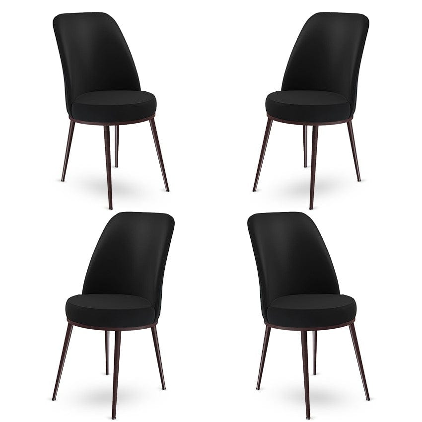 Set 4 scaune tapitate cu stofa si picioare metalice, Dexa Negru / Maro, l45xA42xH89 cm