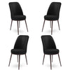 Set 4 scaune tapitate cu stofa si picioare metalice, Dexa Negru / Maro, l45xA42xH89 cm