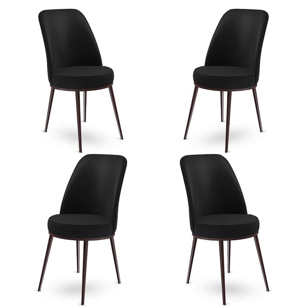 Set 4 scaune tapitate cu stofa si picioare metalice, Dexa Negru / Maro, l45xA42xH89 cm