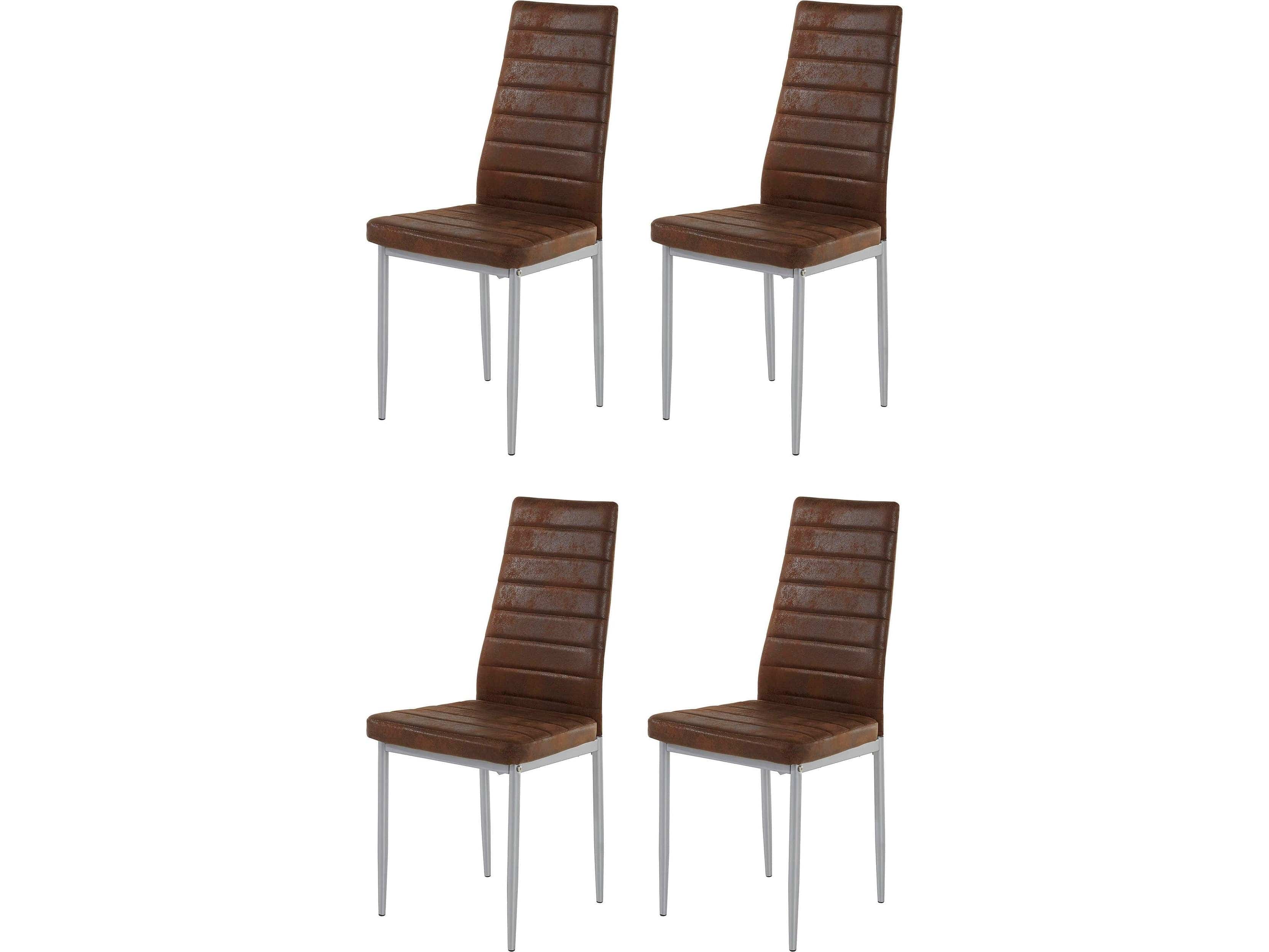 Dorel Home Set 4 scaune tapitate cu stofa si picioare metalice, Kate Maro / Gri, l42xA53xH98 cm