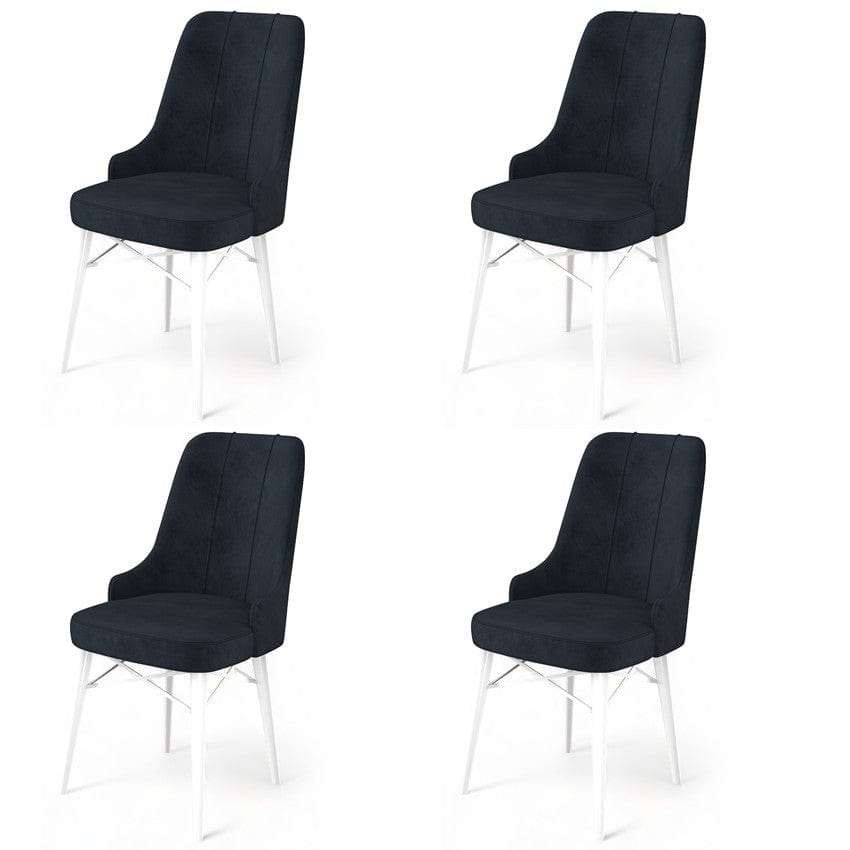 Set 4 scaune tapitate cu stofa si picioare metalice, Pare Antracit / Alb, l46xA46xH94 cm