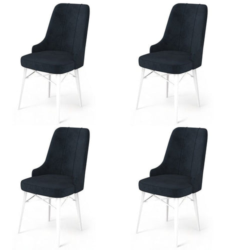 Set 4 scaune tapitate cu stofa si picioare metalice, Pare Antracit / Alb, l46xA46xH94 cm