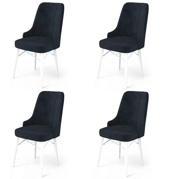 Set 4 scaune tapitate cu stofa si picioare metalice, Pare Antracit / Alb, l46xA46xH94 cm