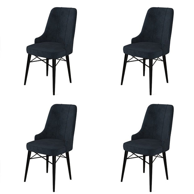 Set 4 scaune tapitate cu stofa si picioare metalice, Pare Antracit / Negru, l46xA46xH94 cm