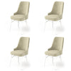 Set 4 scaune tapitate cu stofa si picioare metalice, Pare Crem / Alb, l46xA46xH94 cm