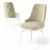 Set 4 scaune tapitate cu stofa si picioare metalice, Pare Crem / Alb, l46xA46xH94 cm (2)